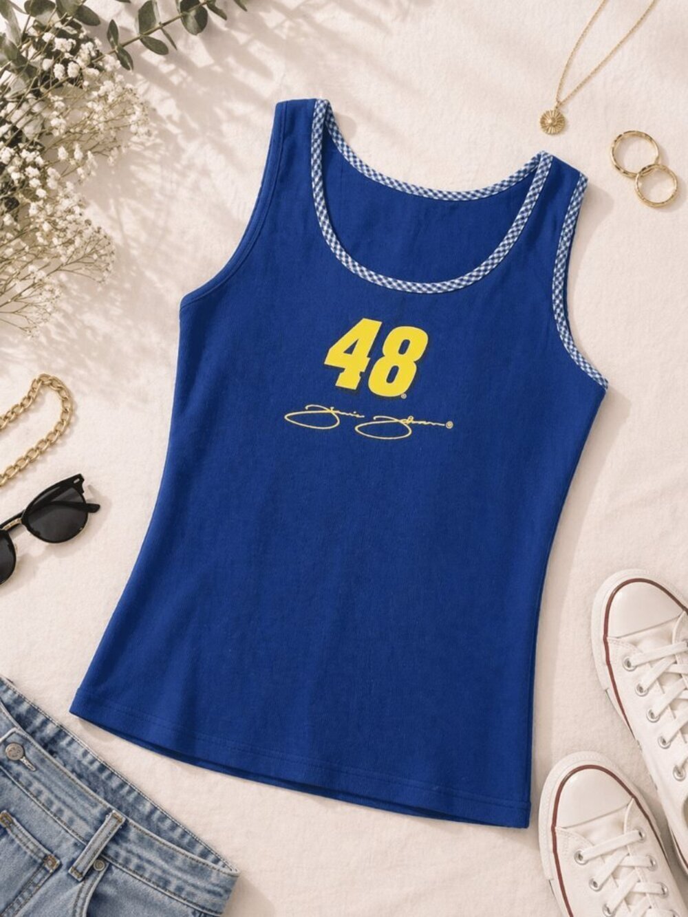 2011 NASCAR For Her #48 Tank Top NWT Jimmie Johnson Blue Cotton